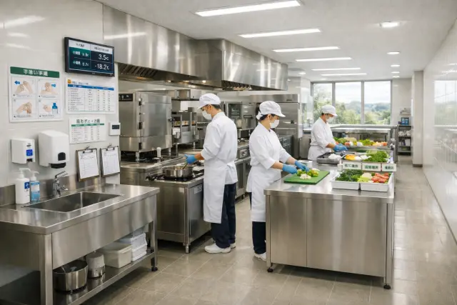 清潔に保たれた社員食堂の厨房イメージ