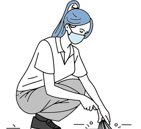 グリスト（グリーストラップ）の清掃をしている女性イメージ