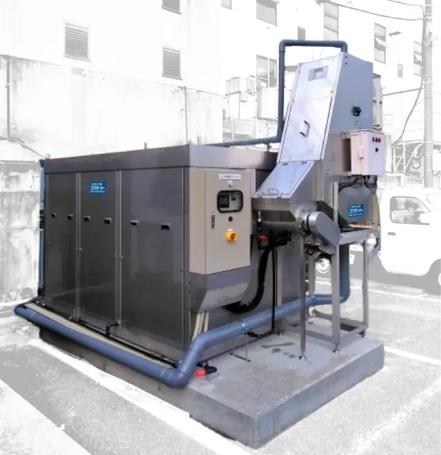 こんにゃく工場に設置された大型生ゴミ処理機ゴミサポーター