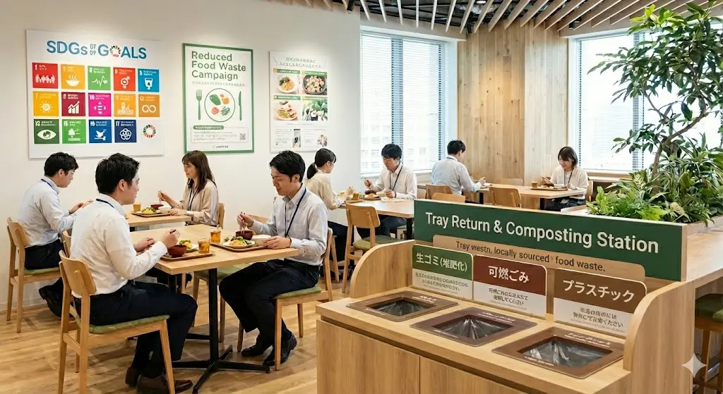 SDGsに取り組む社員食堂のイメージ