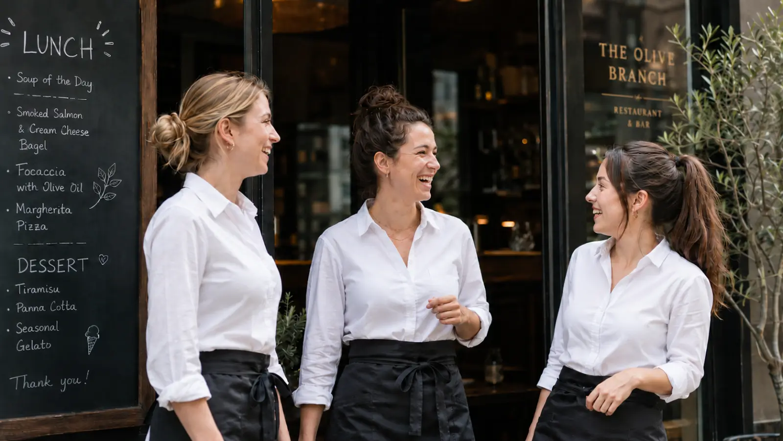 Kitchen staff working comfortably in a clean café environment after the installation of the AIC Grease Ozonizer, free from unpleasant odors and the burden of intensive grease trap cleaning.